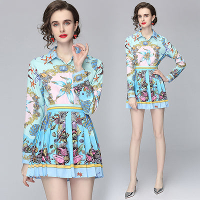 Conjunto Elegante para Mujer: Blusa Estampada y Falda Plisada - Image 15