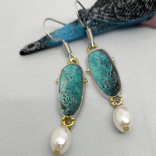Aretes Vintage de Perla Turquesa - Image 5