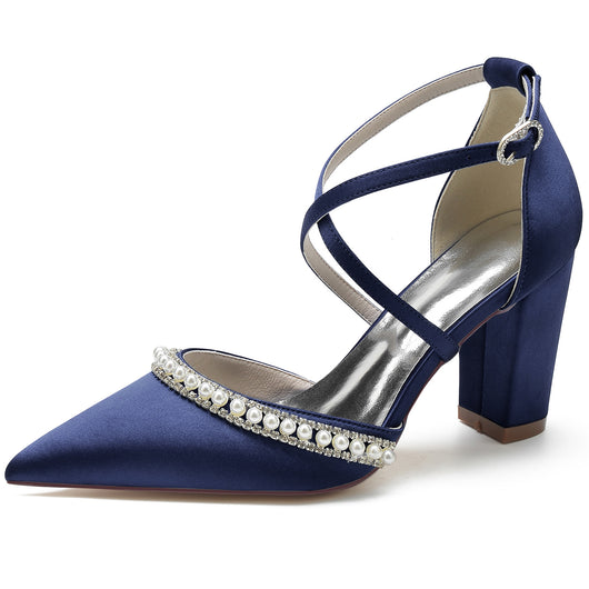 Zapatos de Tacón Cuadrado con Punta Afilada y Cristales Brillantes - Image 45