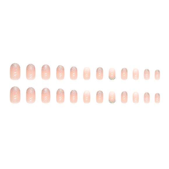 Uñas Postizas Degradado Brillante con Diamantes