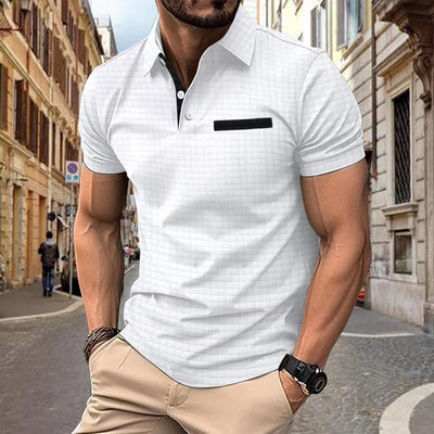 Polo Deportivo Hombre Jacquard Botones Cuadros - Image 7