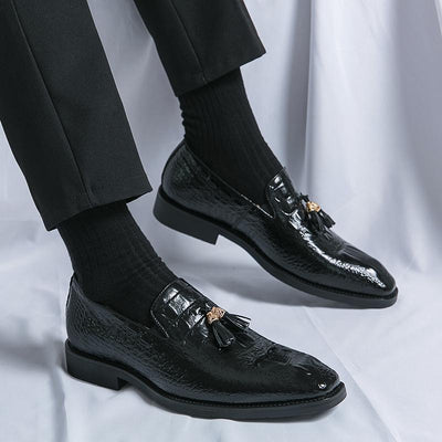 Zapatos de Cuero para Hombre Estilo Coreano con Patrón Cocodrilo y Borlas - Image 3