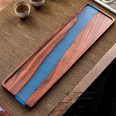 Bandeja de Té Madera de Sándalo Rojo con Resina Epoxi - Diseño Retro Premium - Image 10