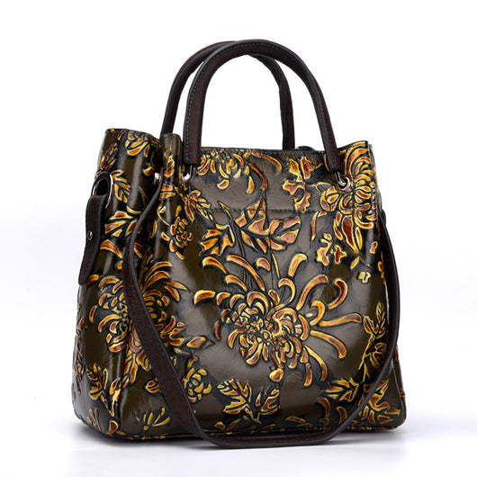 Bolsa Mensajera de Cuero Genuino con Relieve 3D para Mujer - Image 9