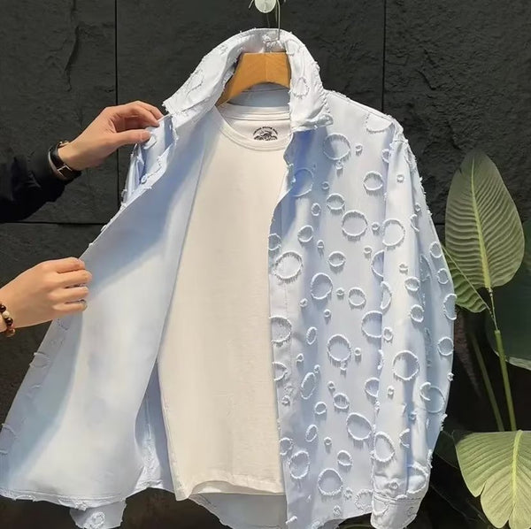 Camisa Casual Hip-hop Retro para Hombre - Estilo Versátil Primavera Otoño