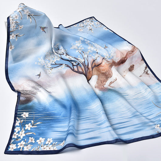 Pañuelo de Seda Cuadrado para Mujer con Diseño Estampado Exquisito - Image 8
