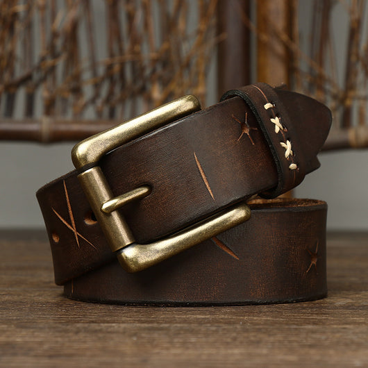 Cinturón Vaquero de Cuero Vintage Delavado con Hebilla de Pasador - Image 16