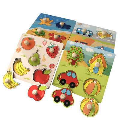 Tablero Puzzle Montessori de Madera con Bloques de Construcción para Niños - Image 9