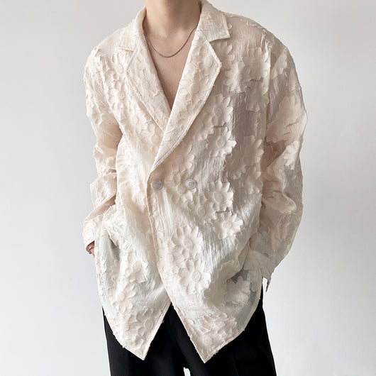 Camisa Unisex Jacquard Bordada en Tono Albaricoque - Image 9