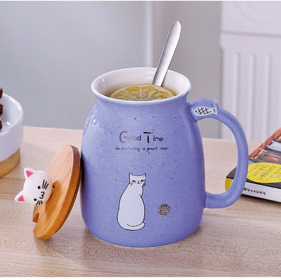 Taza Térmica Infantil con Tapa - Diseño Gatito Cerámica para Leche y Café - Image 9