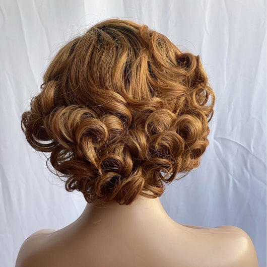 Peluca Frontal de Encaje Cabello Rizado Corto Volumen Abundante - Image 3