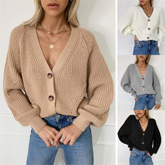 Cardigan de Punto con Cuello V y Mangas Farol - Image 7