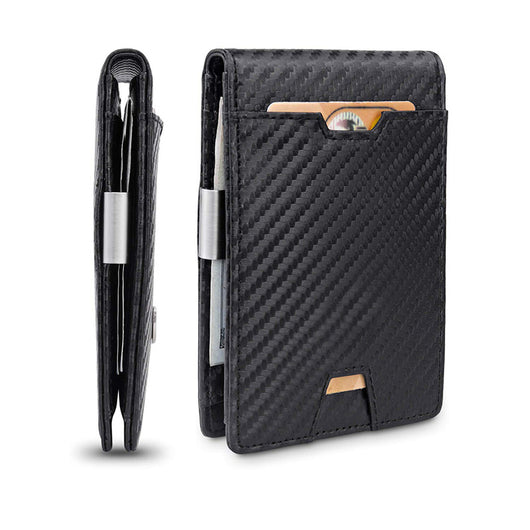 Billetera de Cuero Genuino para Hombre con Fibra de Carbono y Múltiples Compartimentos - Image 9
