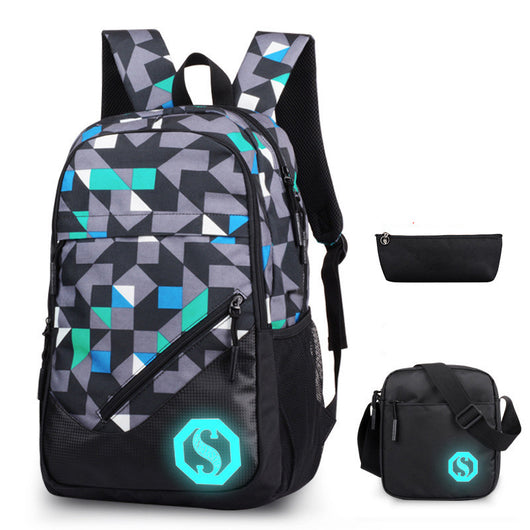 Mochila Urbana de Tres Compartimentos con Diseño Cuadros y Graffiti - Image 13