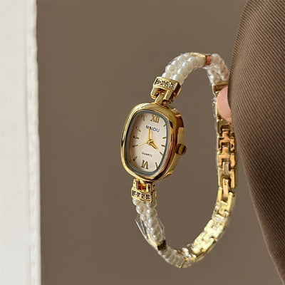 Reloj de Moda con Perla - Diseño Ovalado Minimalista para Mujer - Image 2
