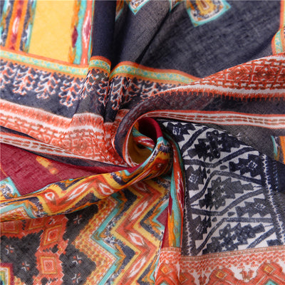 Pañuelo Bohemio con Estampado Geométrico Diamante Multicolor - Image 12