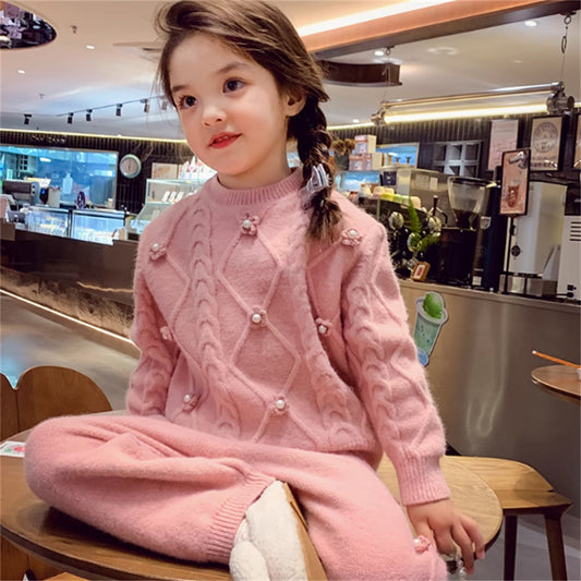 Conjunto Infantil Elegante: Suéter y Pantalón Palazzo para Niñas - Image 2