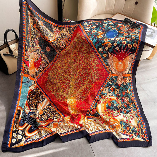 Pañuelo de Seda Estampado Exótico Multiusos - Image 12