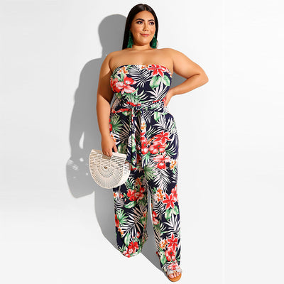 Jumpsuit Estrapless Primavera con Estampado Europeo