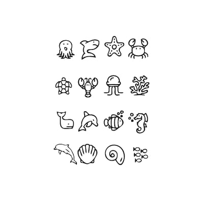 Sheet of 24 black outline doodle temporary tattoo stickers including a bow, heart, crown, sun, stars, and flowers. - Image 15