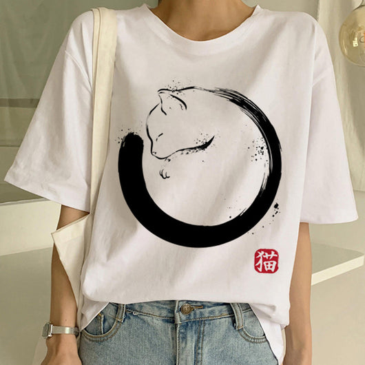 Playera Pareja a Juego con Estampado Divertido de Gatos - Unisex Manga Corta Tendencia - Image 9
