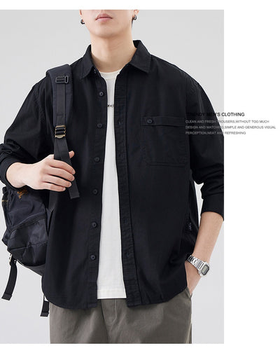 Camisa de Algodón Pesado Estilo Americano para Hombre - Image 14