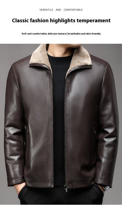 Abrigo de Cuero Premium con Cuello de Piel y Forro Polar Térmico - Image 27
