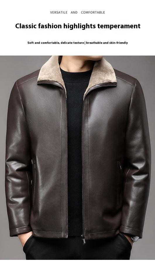 Abrigo de Cuero Premium con Cuello de Piel y Forro Polar Térmico - Image 27