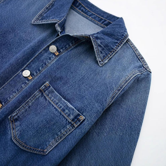Jumpsuit de Mezclilla Recta Tendencia Urbana para Mujer