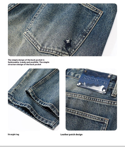 Jeans Anchos Retro Americano de Cintura Suelta para Hombre - Image 12