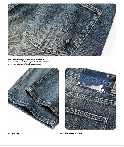 Jeans Anchos Retro Americano de Cintura Suelta para Hombre - Image 12