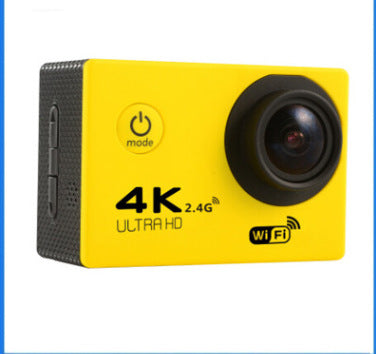 Pink 4K Ultra HD waterproof sport camera in a clear protective case with a black mount adapter. - Image 8