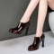 Tacones Altos Burgundy Impermeables de Cuero Francés para Primavera y Otoño