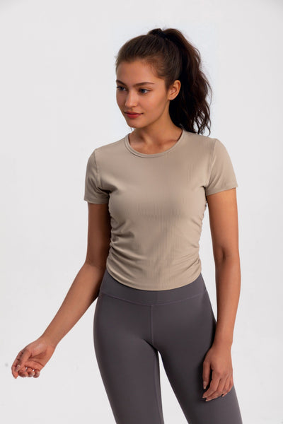 Chaqueta Yoga Mujer Cuello Redondo Manga Corta Elástica - Image 15