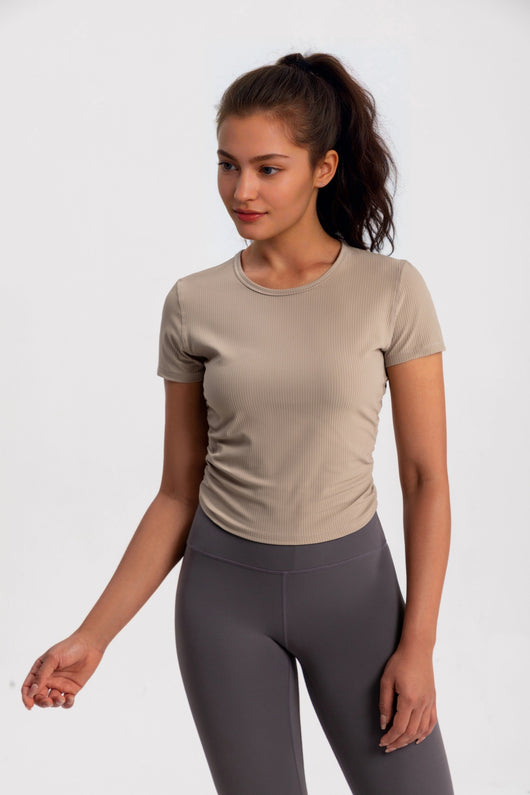 Chaqueta Yoga Mujer Cuello Redondo Manga Corta Elástica - Image 15