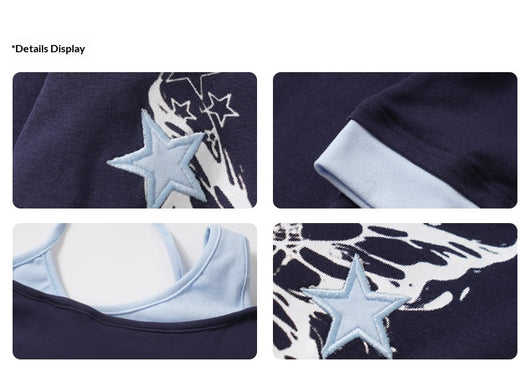 Blusa Halter Asimétrica con Patchwork y Manga Larga - Image 10