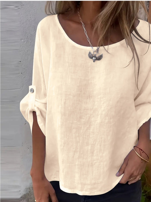 Blusa Casual de Cuello Redondo Diseño Elegante y Minimalista para Mujer - Image 14