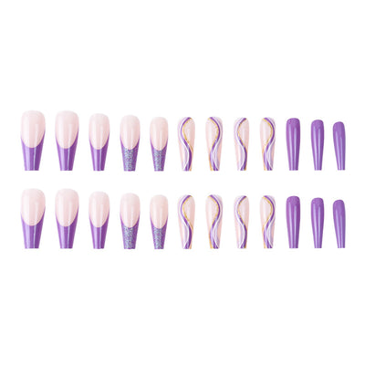 Parches de Uñas Geométricos Aurora Brillante - Diseño Francés - Image 4
