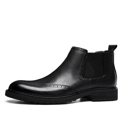 Botas Martin de Cuero para Hombre con Tallado en Relieve - Otoño e Invierno - Image 5