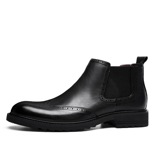 Botas Martin de Cuero para Hombre con Tallado en Relieve - Otoño e Invierno - Image 5