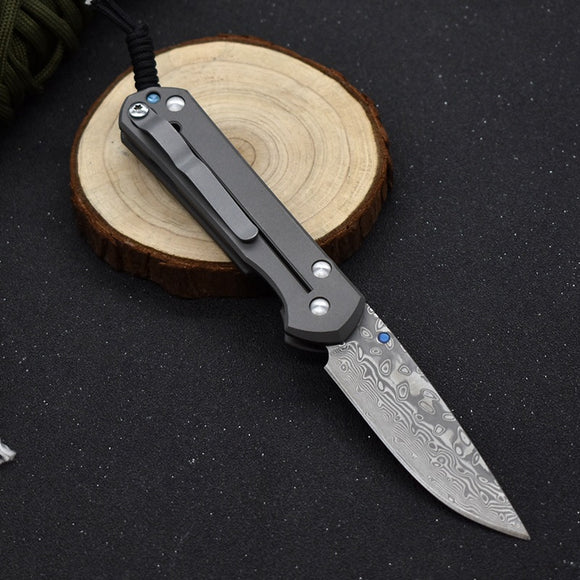 Cuchillo Plegable Damascus de Acero Damasco Premium