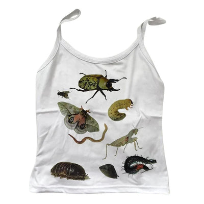 Crop Top Ajustado con Patrón de Tirantes y Estampado - Image 3