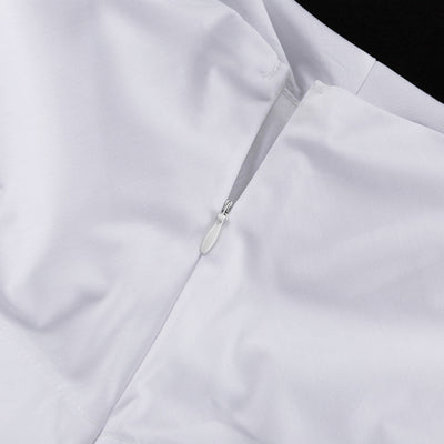 Vestido Sastre Blanco con Solapas y Mangas Largas de Cintura Alta - Image 19