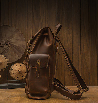 Mochila de Cuero Retro Crazy Horse para Hombre - Bolsa Casual Versátil - Image 12