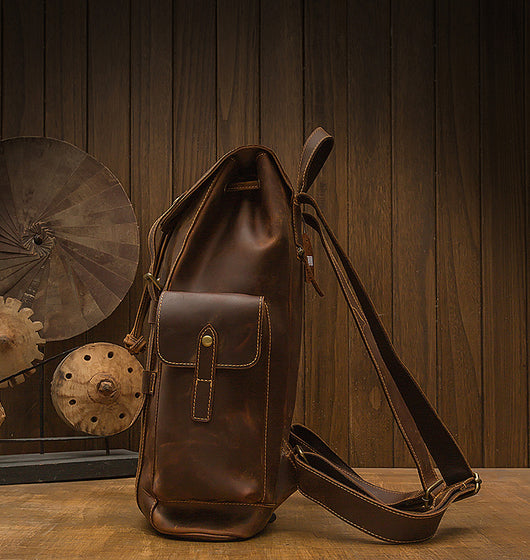Mochila de Cuero Retro Crazy Horse para Hombre - Bolsa Casual Versátil - Image 12