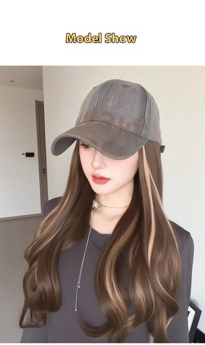 Gorra Vintage Americana Denim con Peluca Micro-Rizos Teñida - Image 12