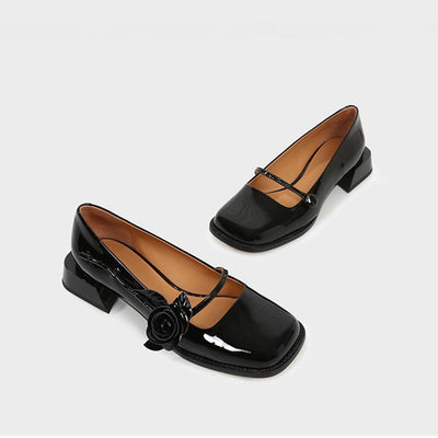 Zapatos Vintage de Charol con Punta Cuadrada y Tacón Bajo para Mujer - Image 9