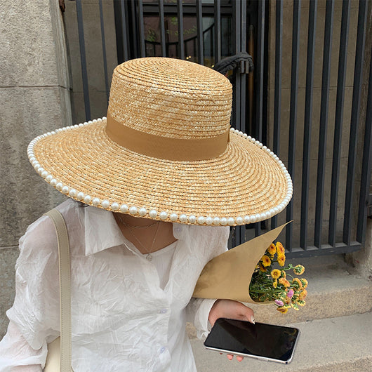 Sombrero de Paja Natural con Ala Ancha Pearl Element - Image 11