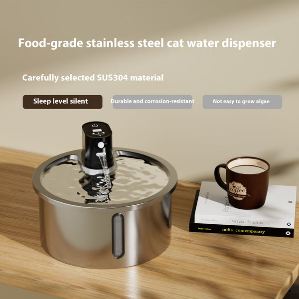 Fuente de Agua para Gatos Acero Inoxidable con Calentamiento Continuo