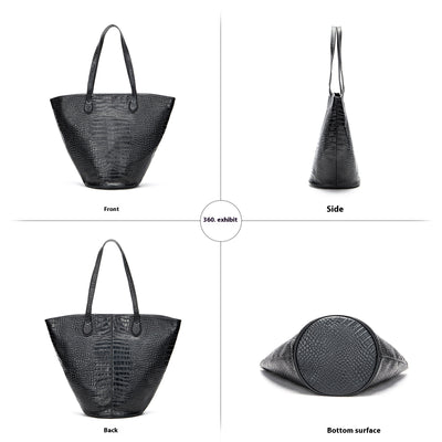 Bolsa Tote Estampado Cocodrilo Gran Capacidad Cilíndrica Diseño Premium - Image 3